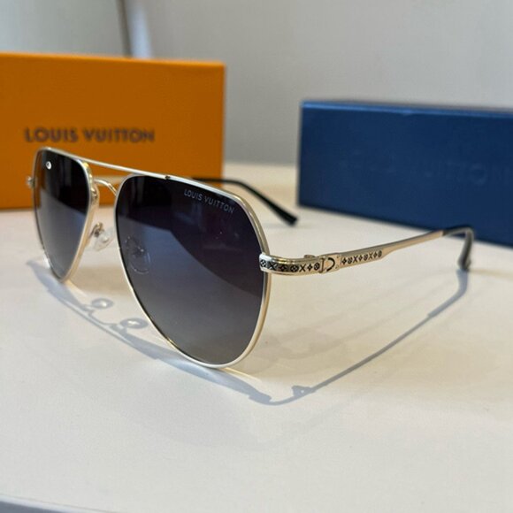 Louis Vuitton Gold Metal Frame Black Sunglasses - Picture 7 of 7